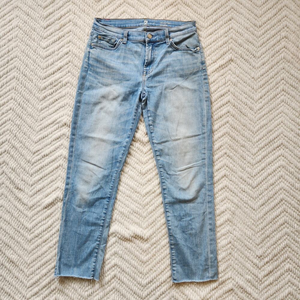 7 For All Mankind Roxanne Ankle Denim Jeans Size 29 Mid-Rise Light Wash Skinny - Picture 9 of 9